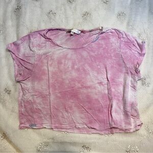 Love Shack Fancy Pink and White Tie Dye Crop Top Viscose Size Large